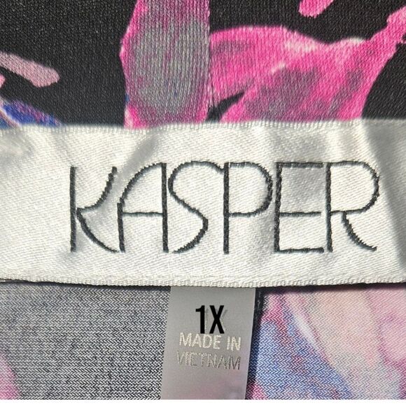 KASPER Plus Size Women's Bright Multi- Color Floral Pull On Midi Skirt 1X - Picture 8 of 12